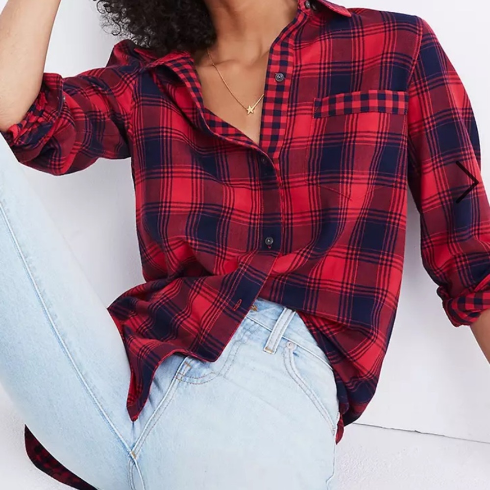 Madewell Flannel Ex-Boyfriend Albion Plaid Shirt Sz XS